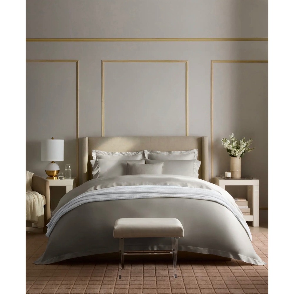 Quince Signature Giza Cotton Sateen Duvet Cover Set Full/Queen Light Gray NWOT